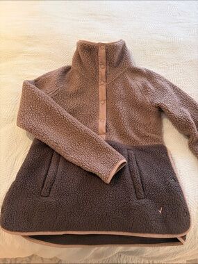 Indyeva Sherpa Pullover Tunic - Chocolate and Dark Brown